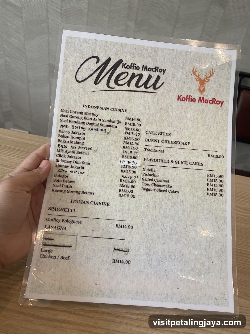 Koffie MacRoy Menu