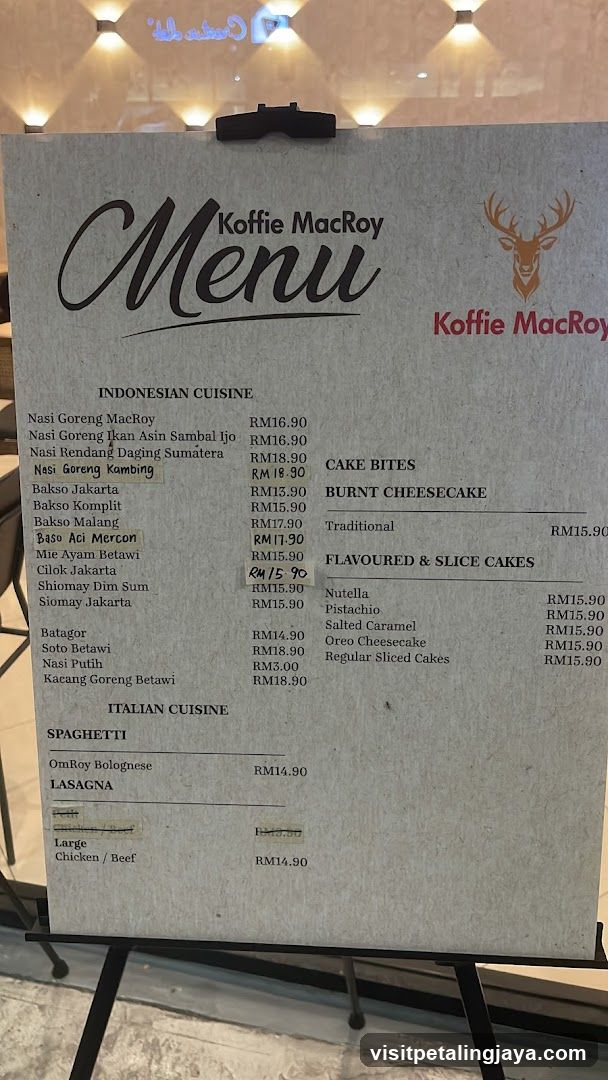 Koffie MacRoy Menu