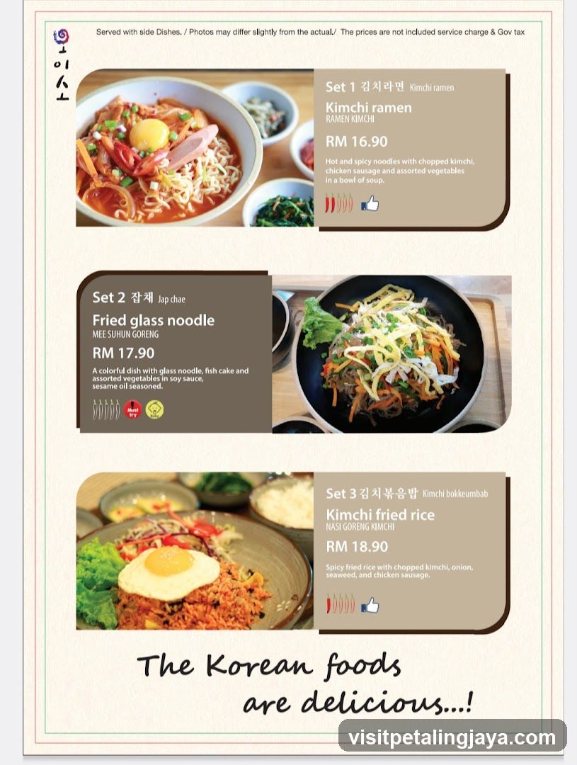 Korean Foods Menu