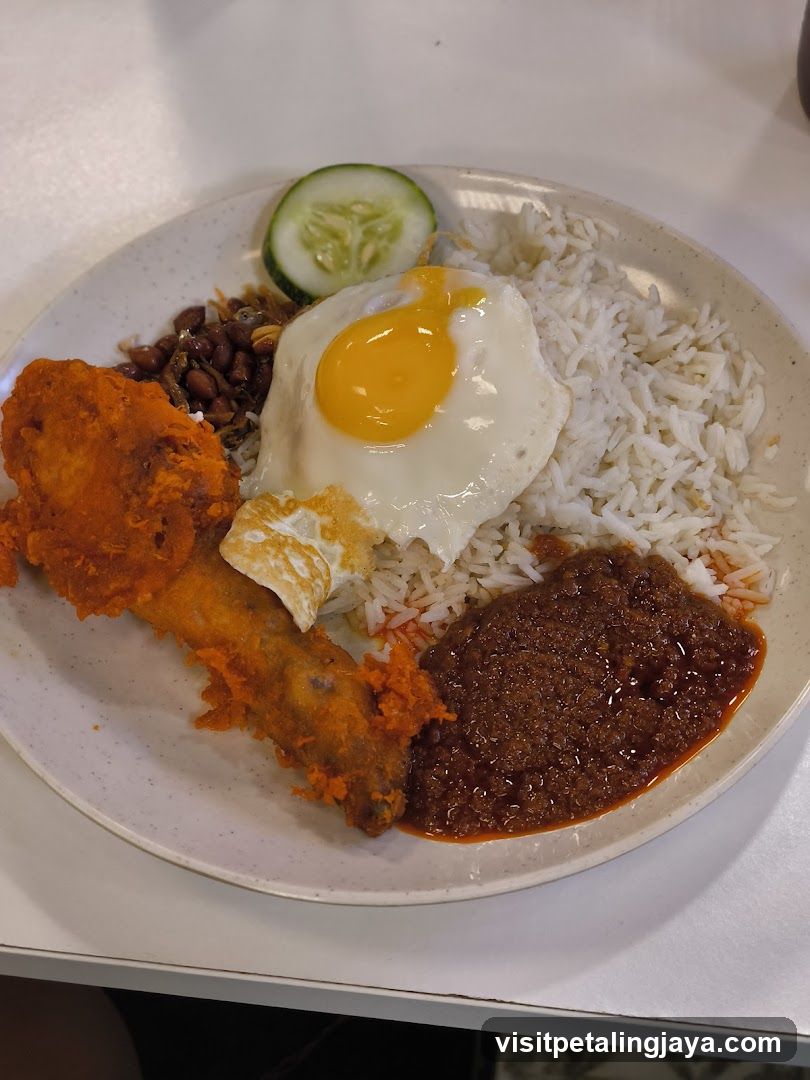 Nasi Lemak with Fried Chicken Wing