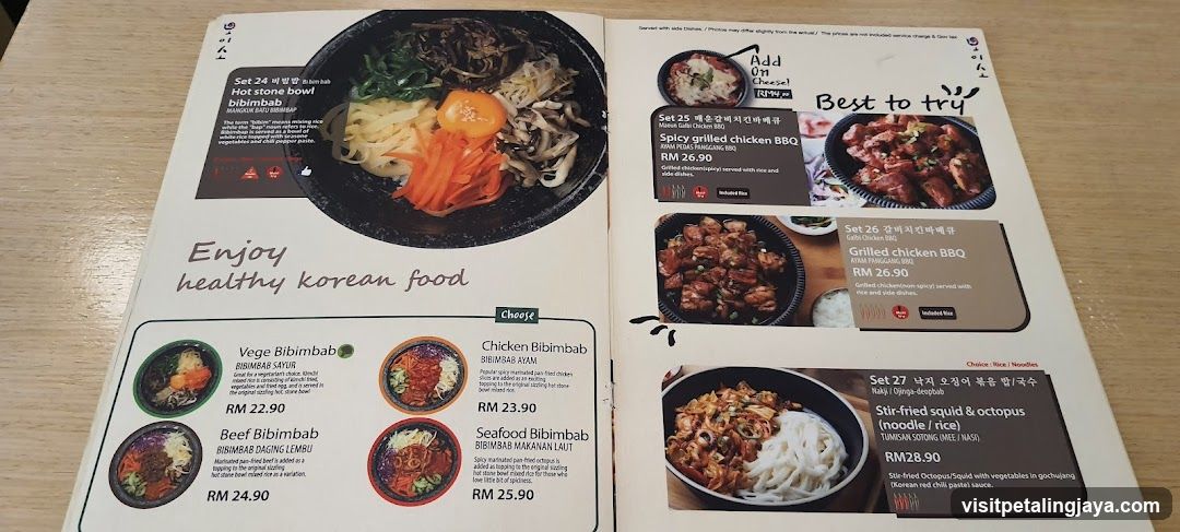 Healthy Korean Food Menu