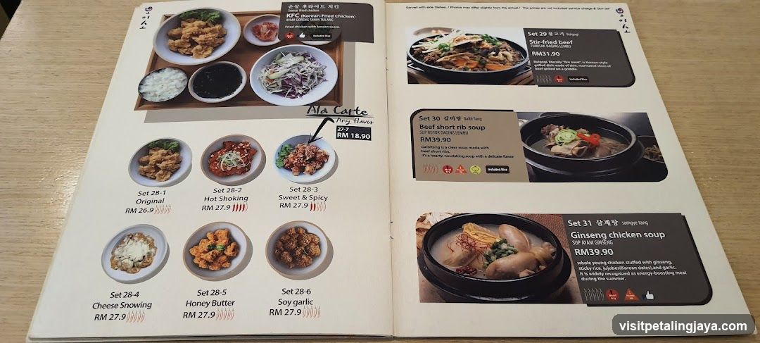 Korean Fried Chicken Menu