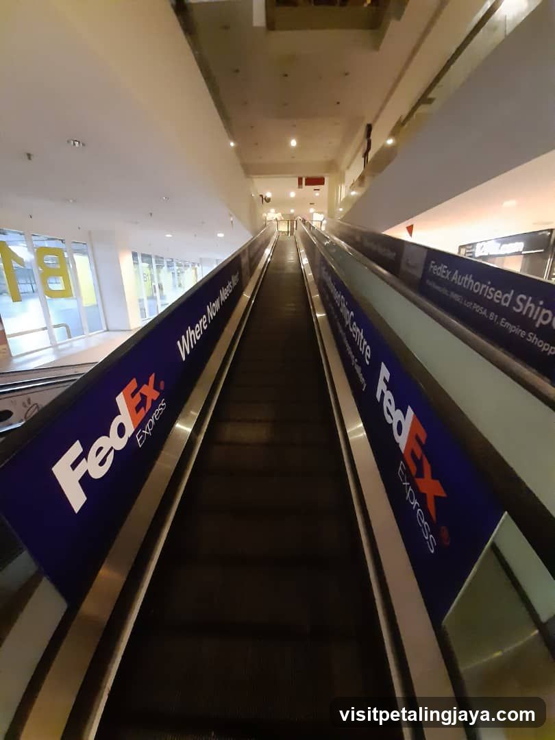 Escalator with FedEx Branding
