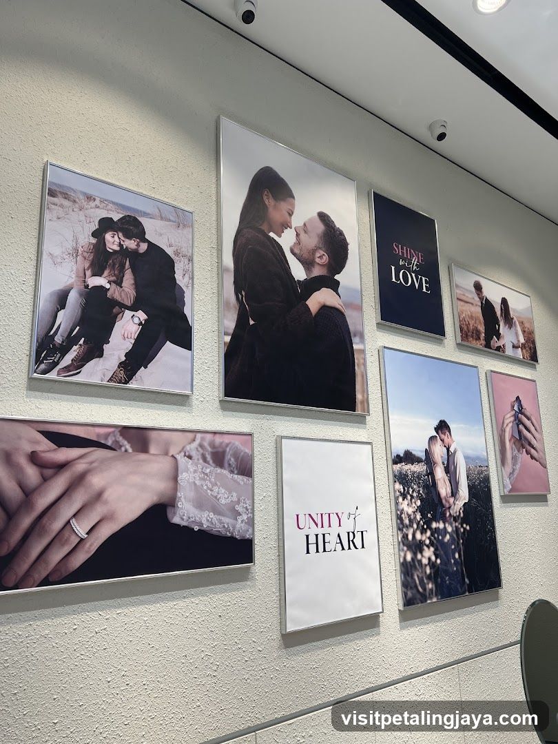 Wall of framed photographs