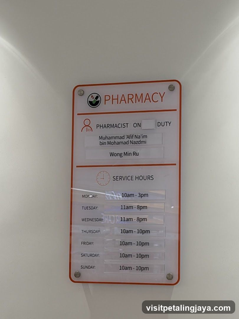 Pharmacy Service Hours and Pharmacist Duty Roster