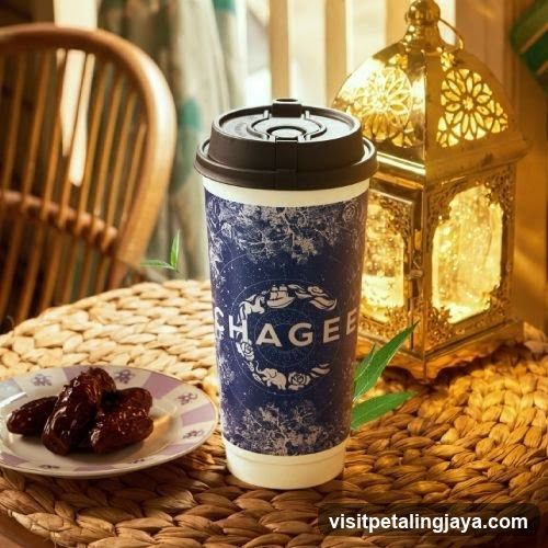 Coffee cup with dates and lantern