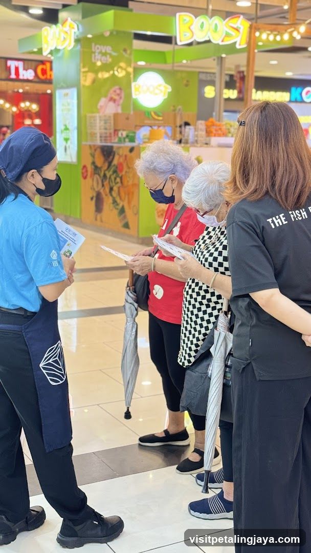 Staff interacting with customers