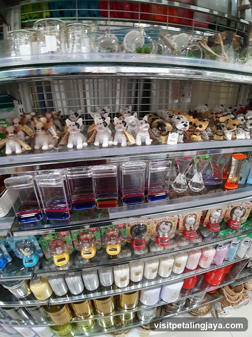 Shelves stocked with various items