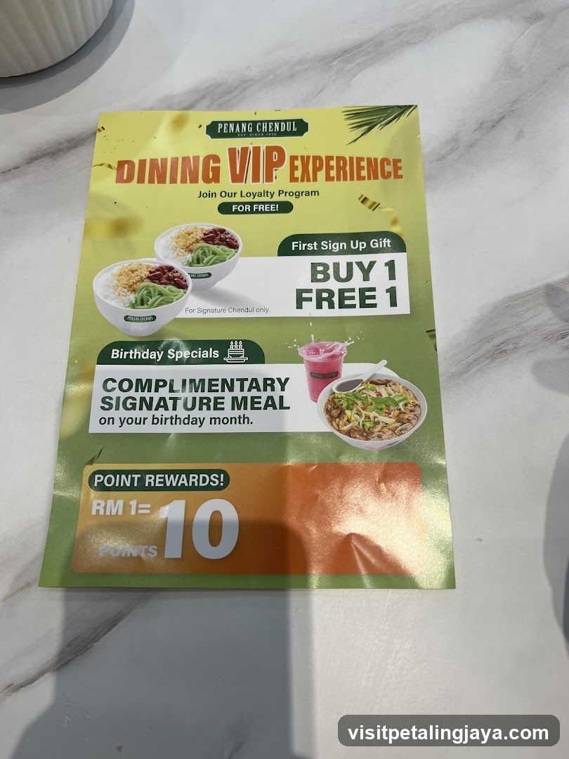 Penang Chendul Dining VIP Experience Flyer