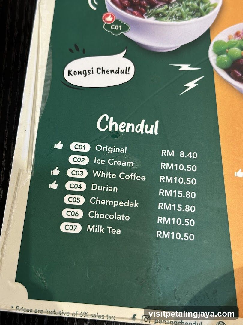 Chendul Menu