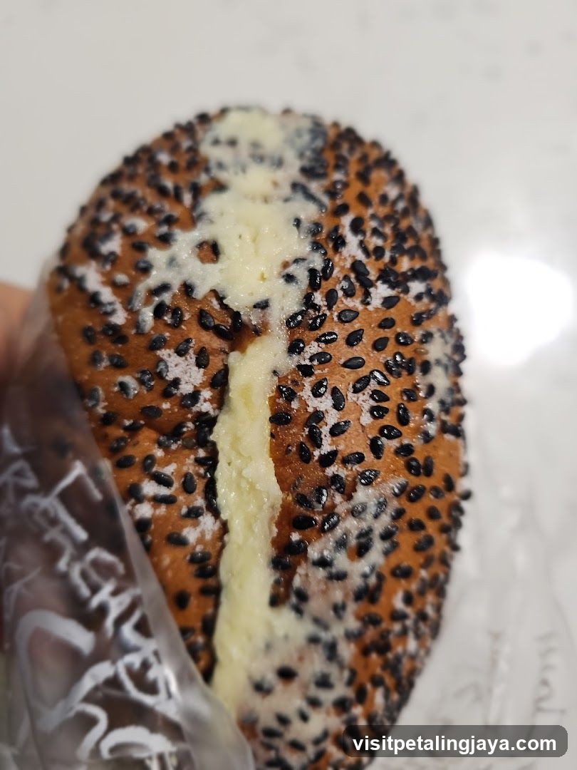 Black Sesame Bread with Cream Filling