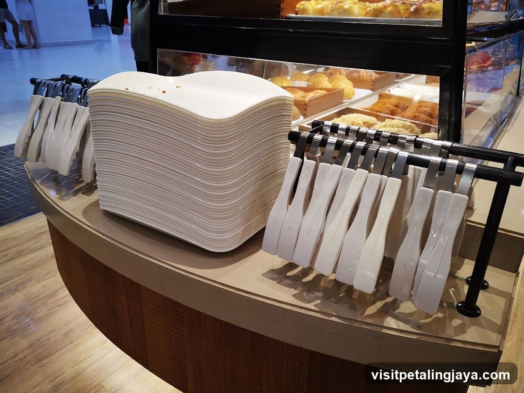 Bakery Display with Tongs and Plates