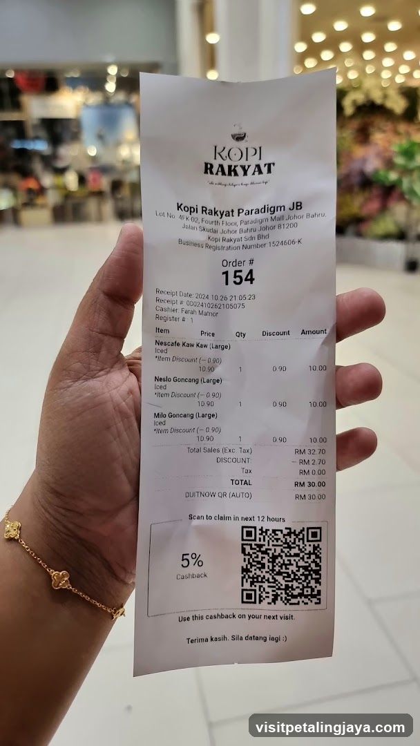 Kopi Rakyat Receipt