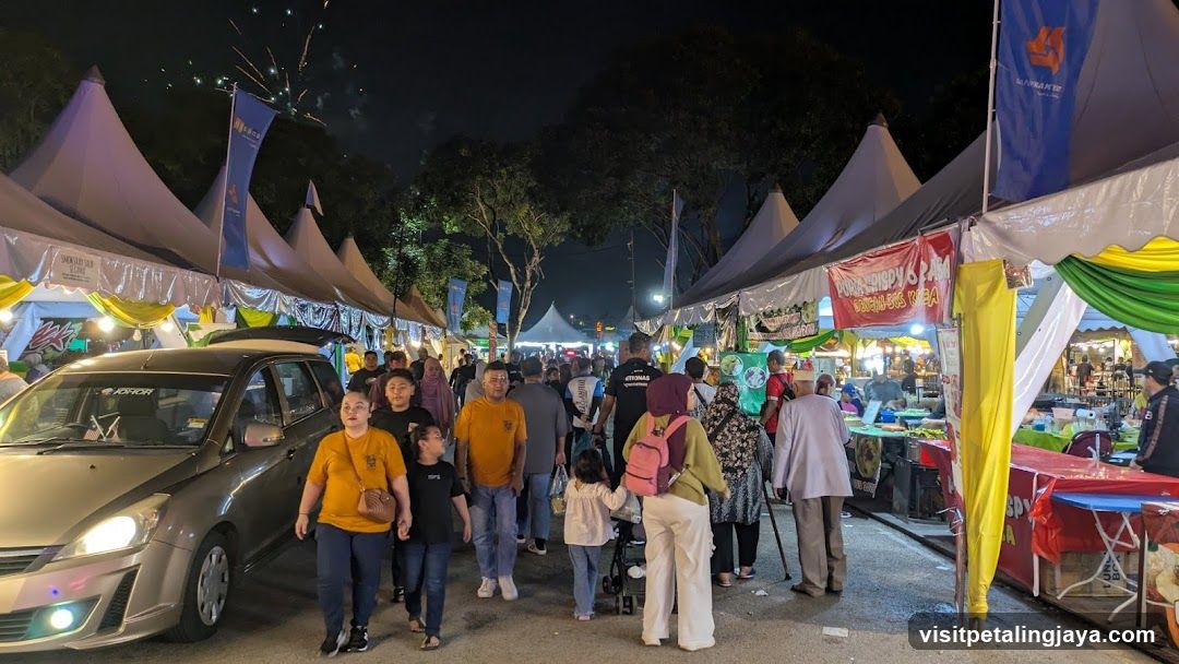 Night Market with Food Stalls and Fireworks