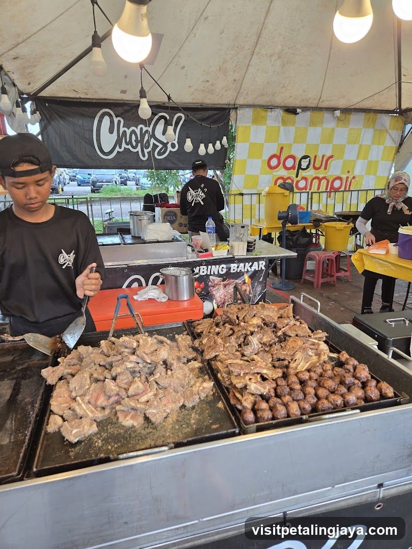 Food Stall with Grilled Meats