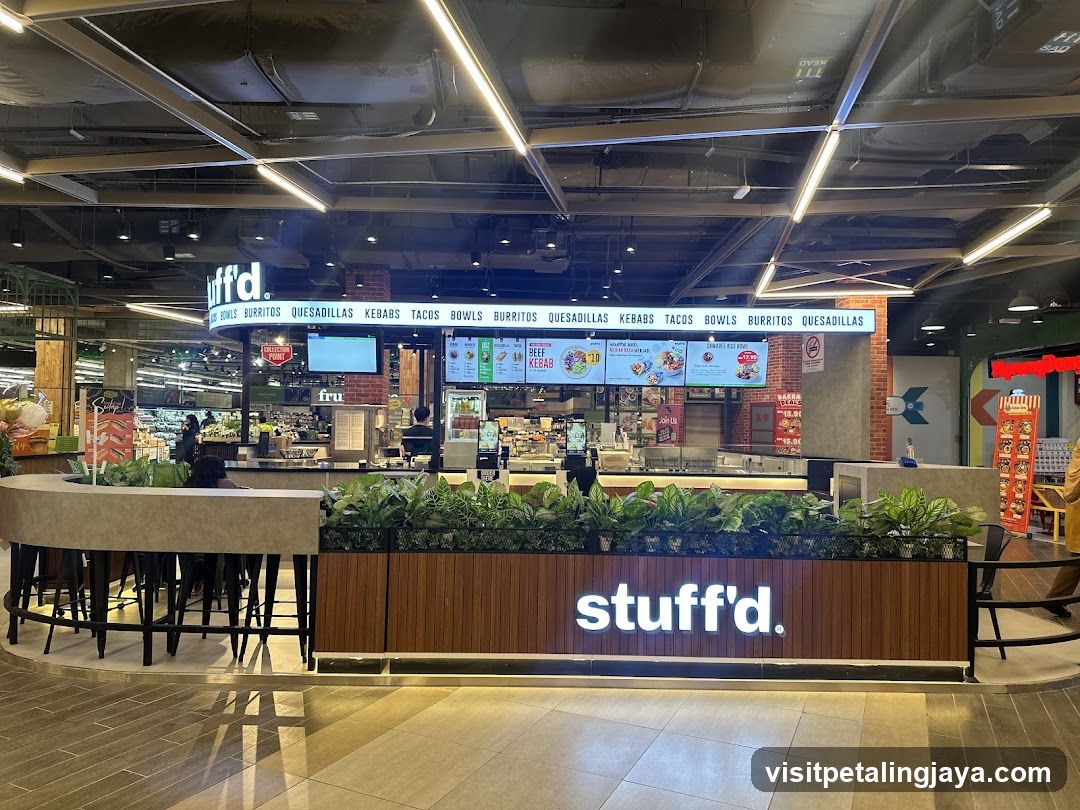 Food stall with menu and seating