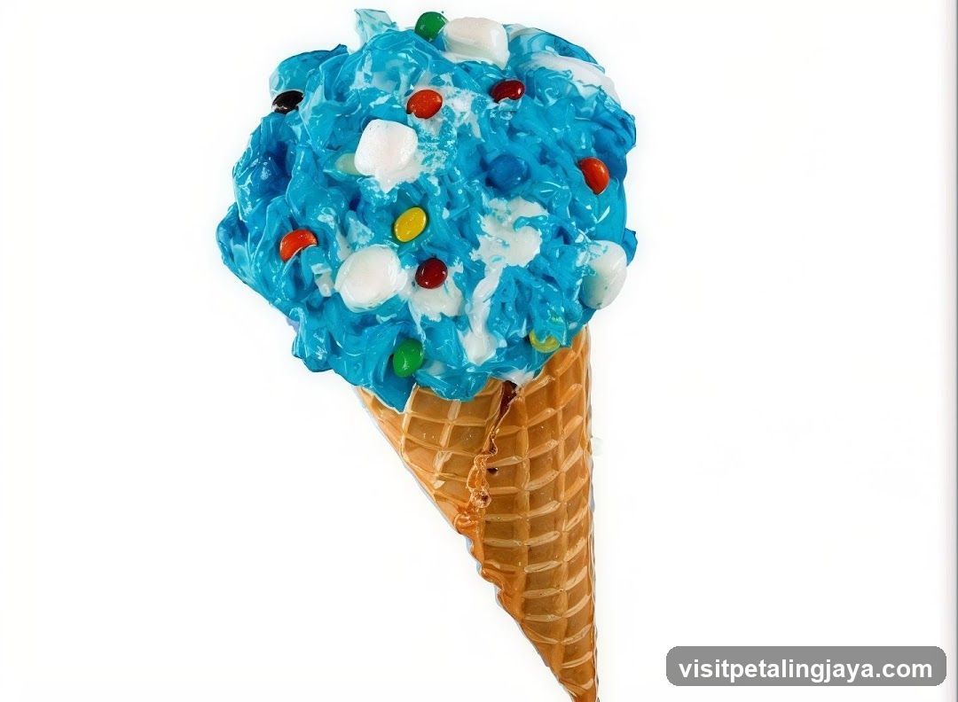 Blue Ice Cream Cone with Candy