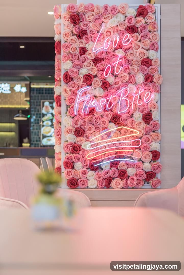 Floral Wall with Neon Sign