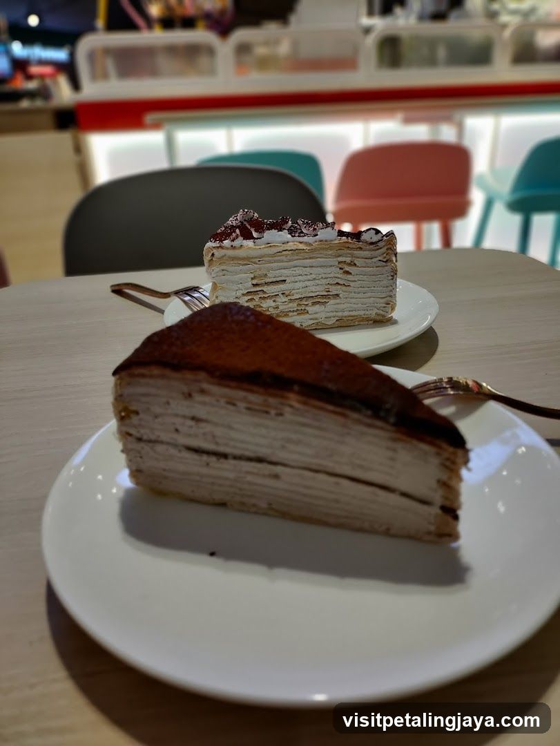 Two Slices of Mille Crepe Cake