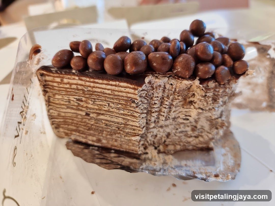 Chocolate Mille Crepe Cake Slice