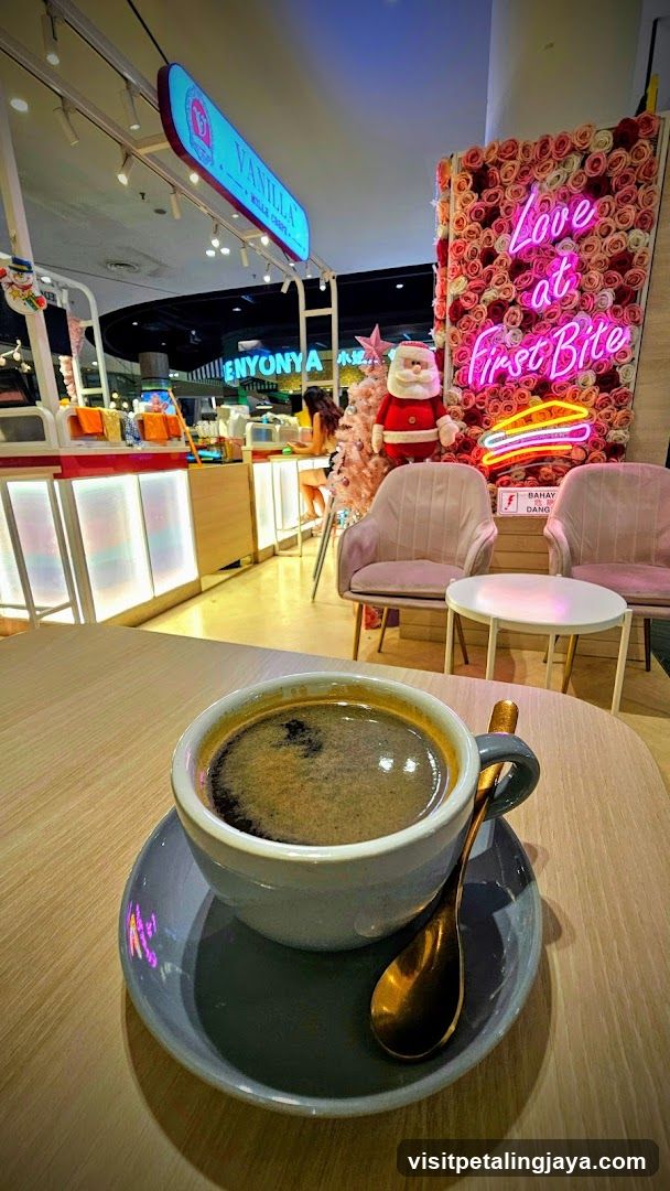 Coffee cup with festive decorations