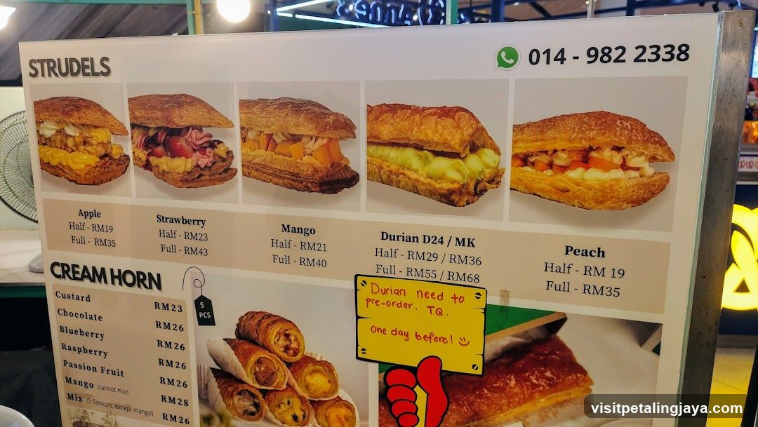 Strudels and Cream Horn Menu