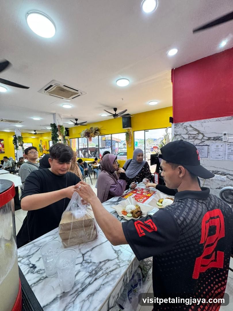 Customers receiving takeaway food