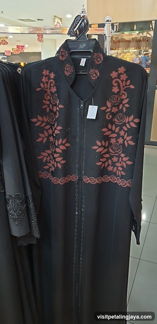 Black Abaya with Floral Embellishments