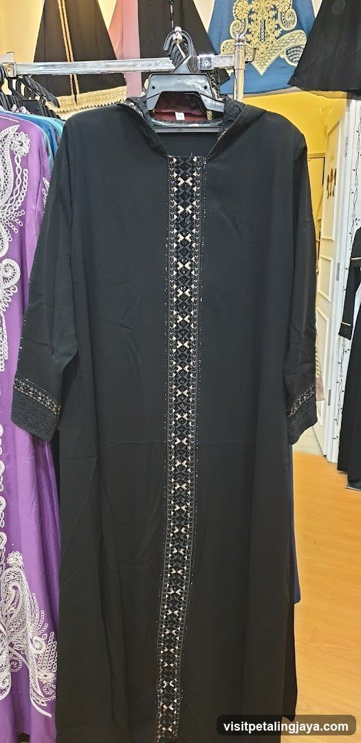 Black Abaya with Embellished Front