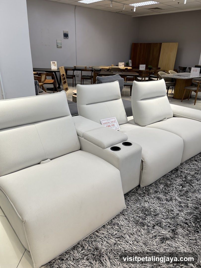 White Sectional Sofa with Cup Holders