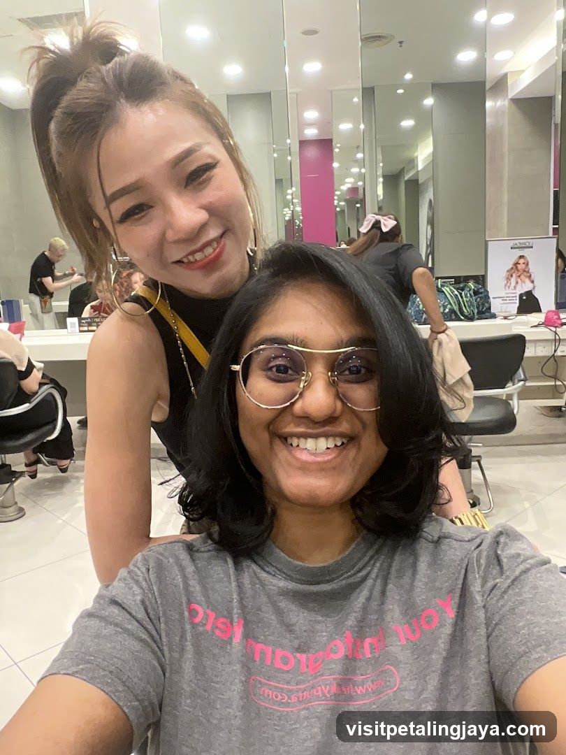 Hairdresser and Client Smiling