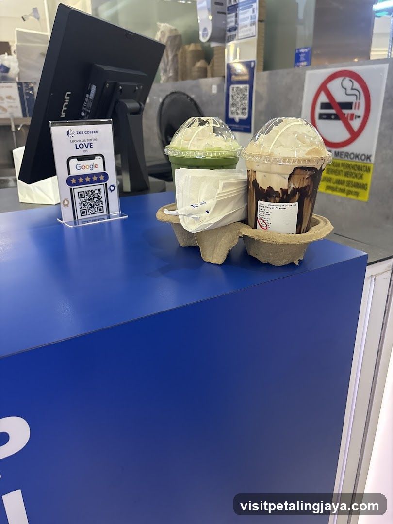 Counter with drinks and signage