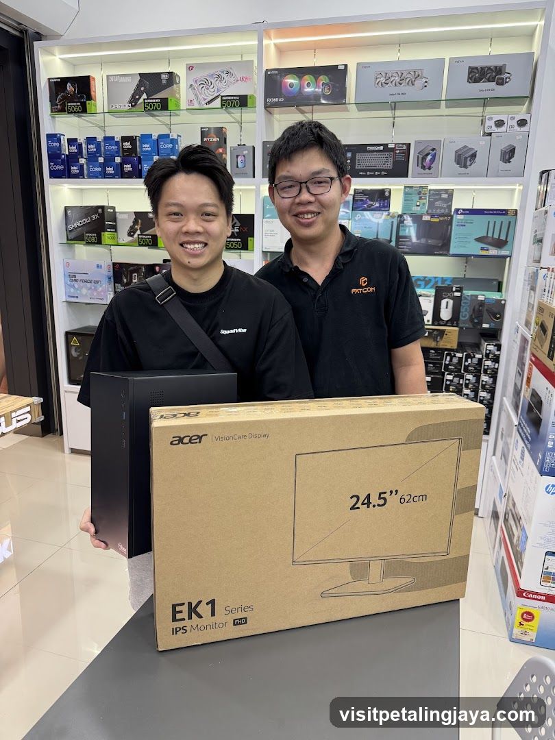 Two men with computer components