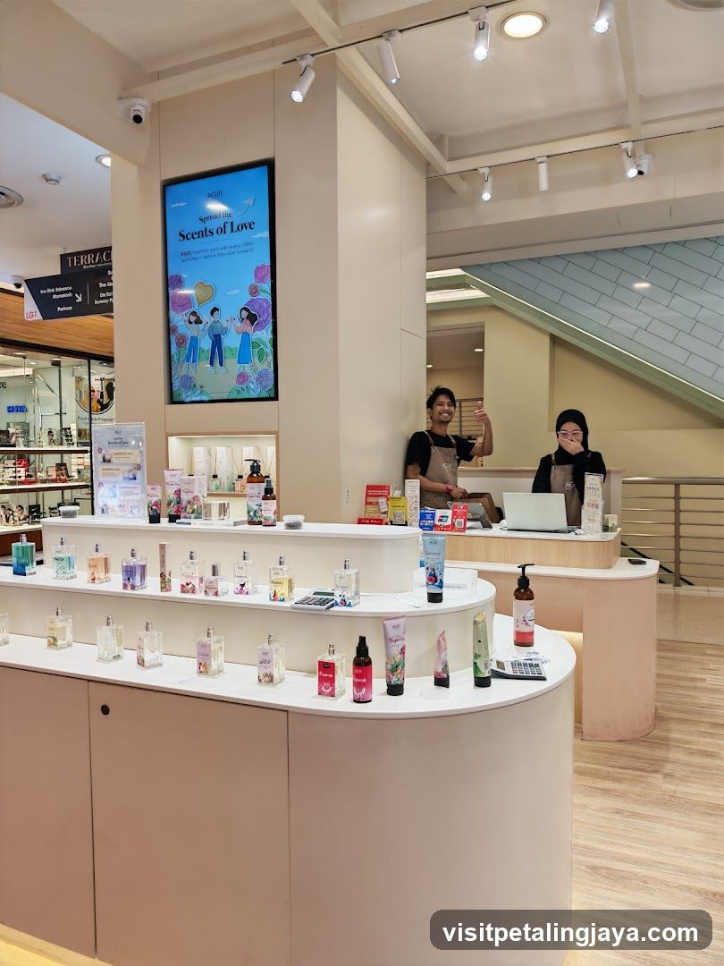 Store Display with Perfumes and Staff