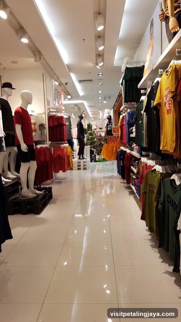 Clothing store interior with mannequins and apparel