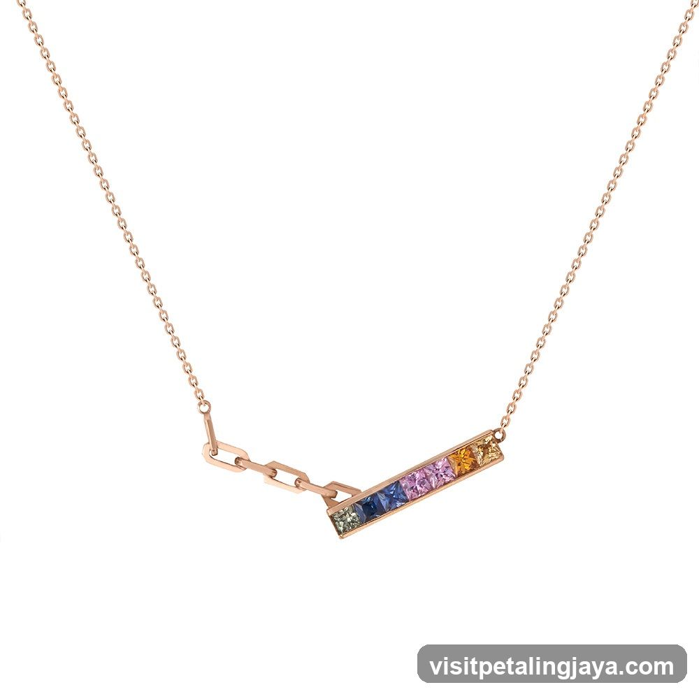 Rainbow Sapphire Bar Necklace