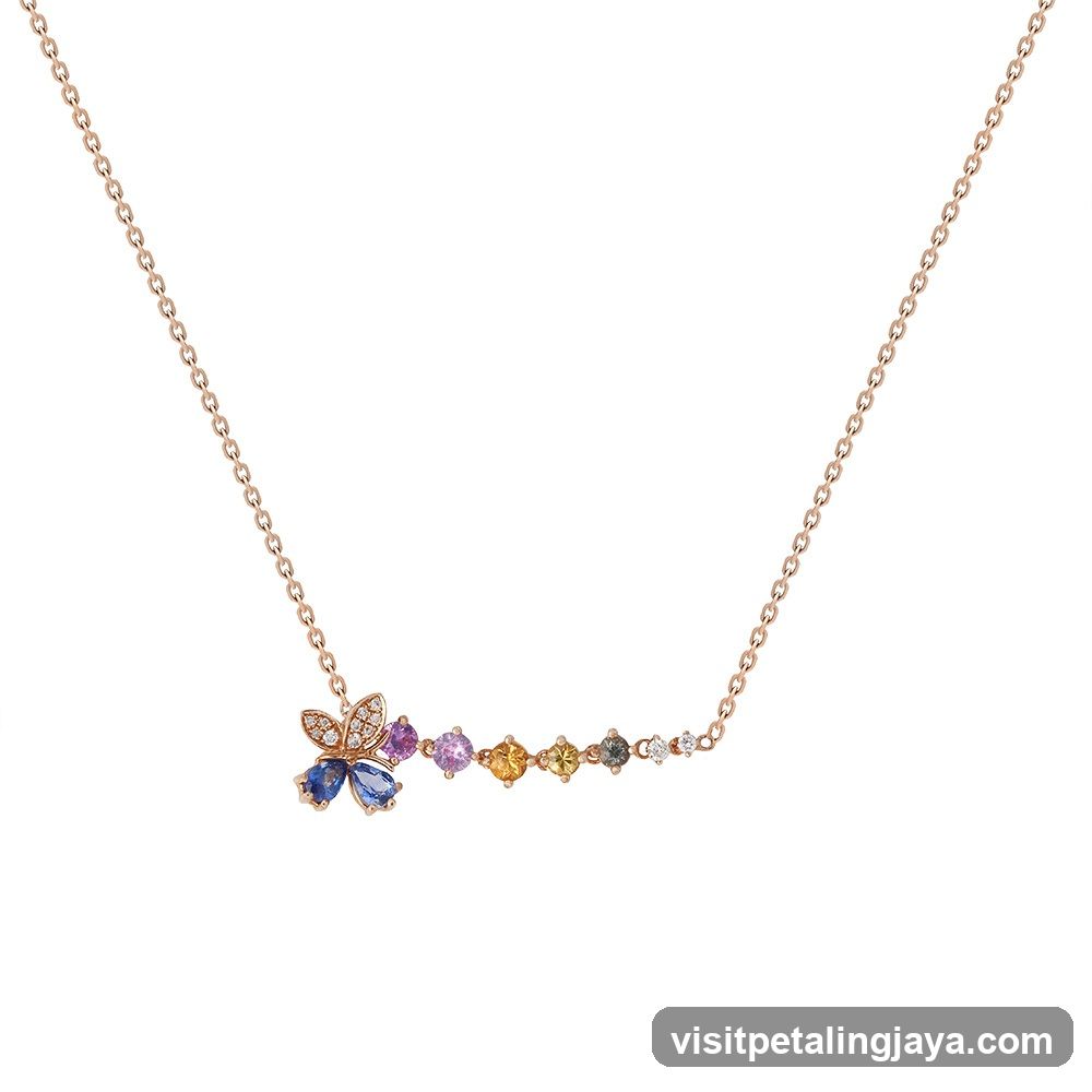 Butterfly necklace with colorful gemstones