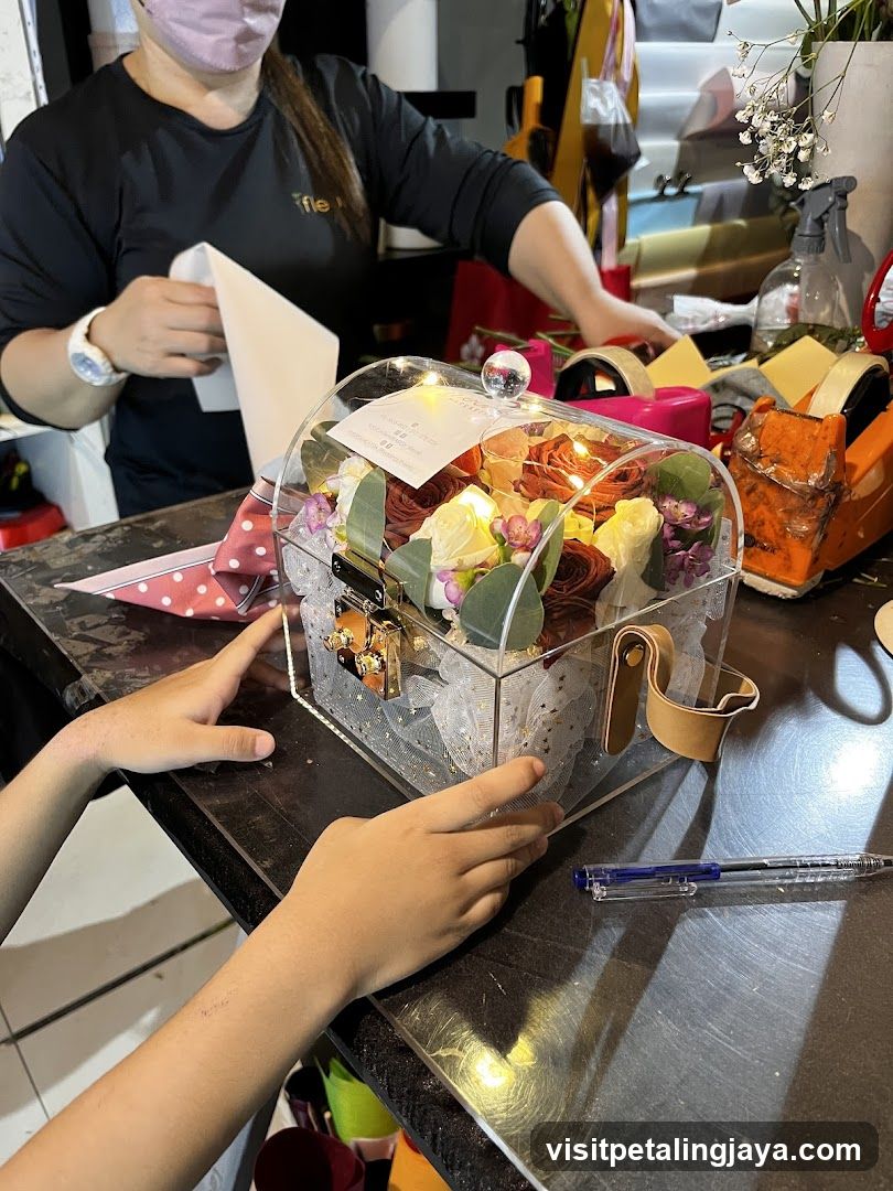 Floral Arrangement in a Clear Box