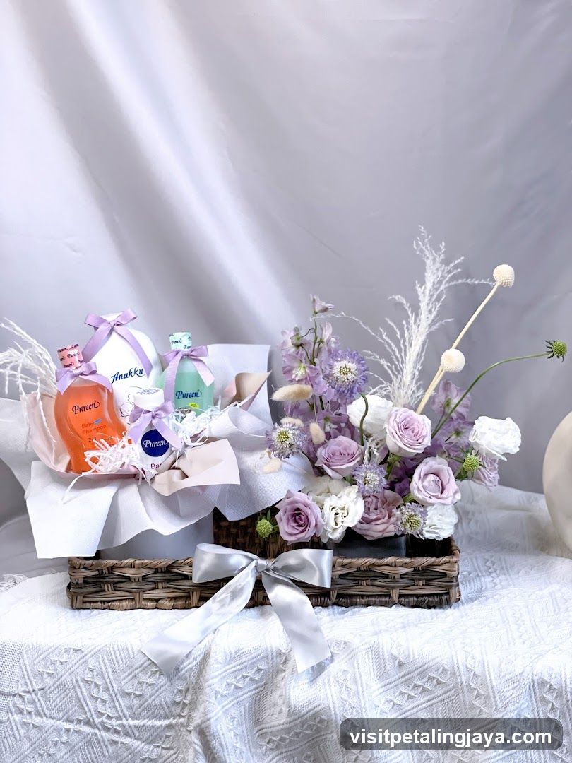 Baby Gift Basket with Flowers