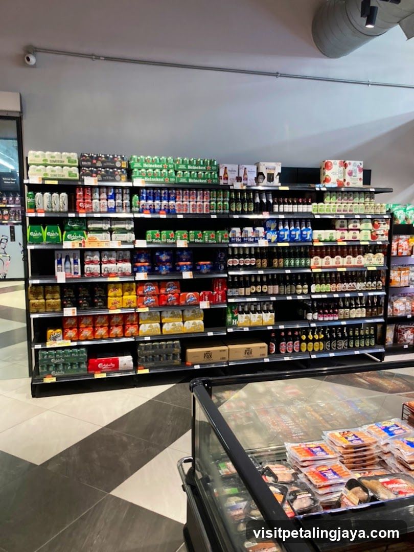 Beverage and Food Aisles in a Store