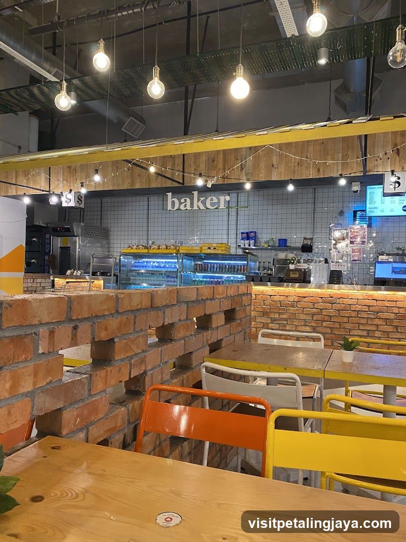 Interior of a bakery with seating