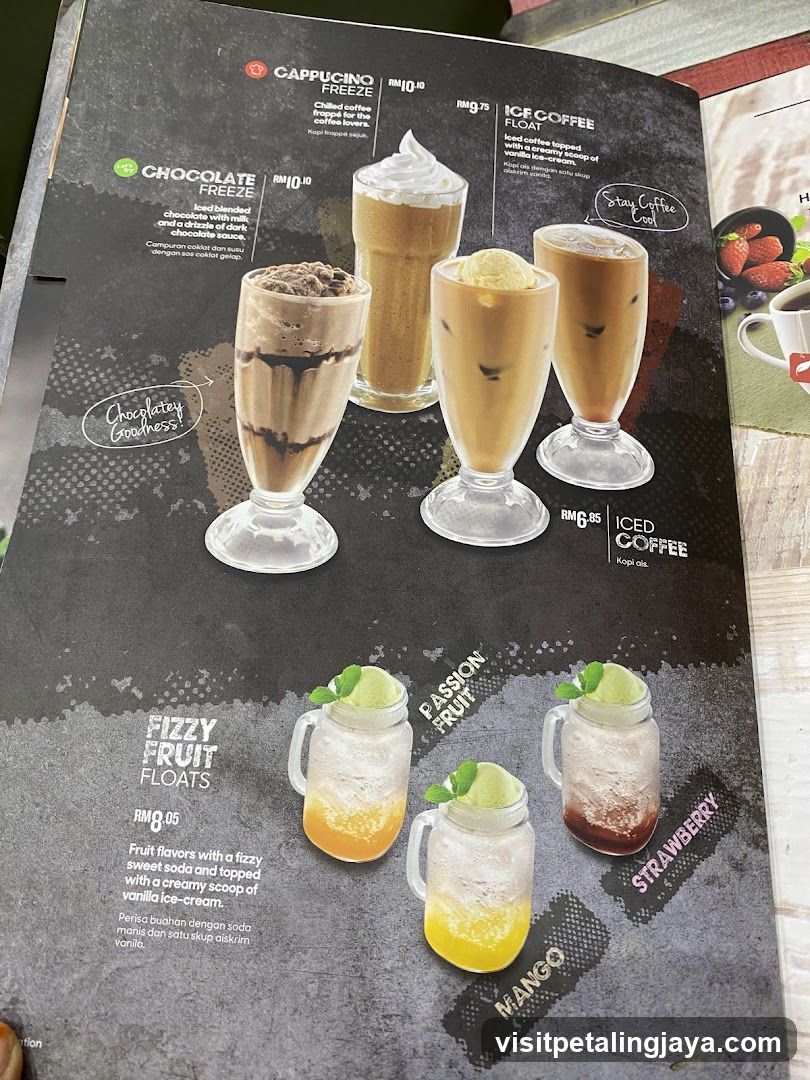 Coffee and Fruit Floats Menu