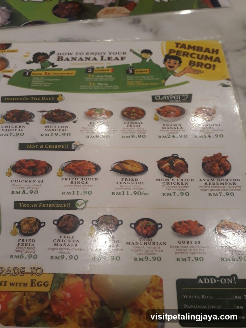 Banana Leaf Menu