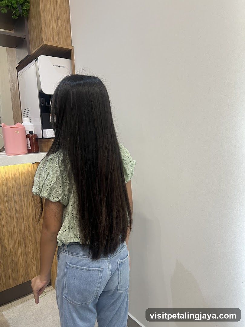 Girl with long hair in a salon