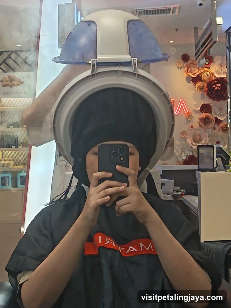 Woman Under Hair Steamer