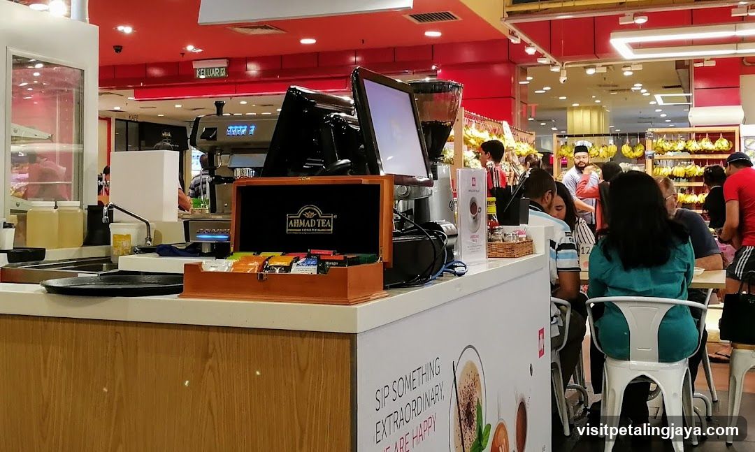 Tea counter with customers