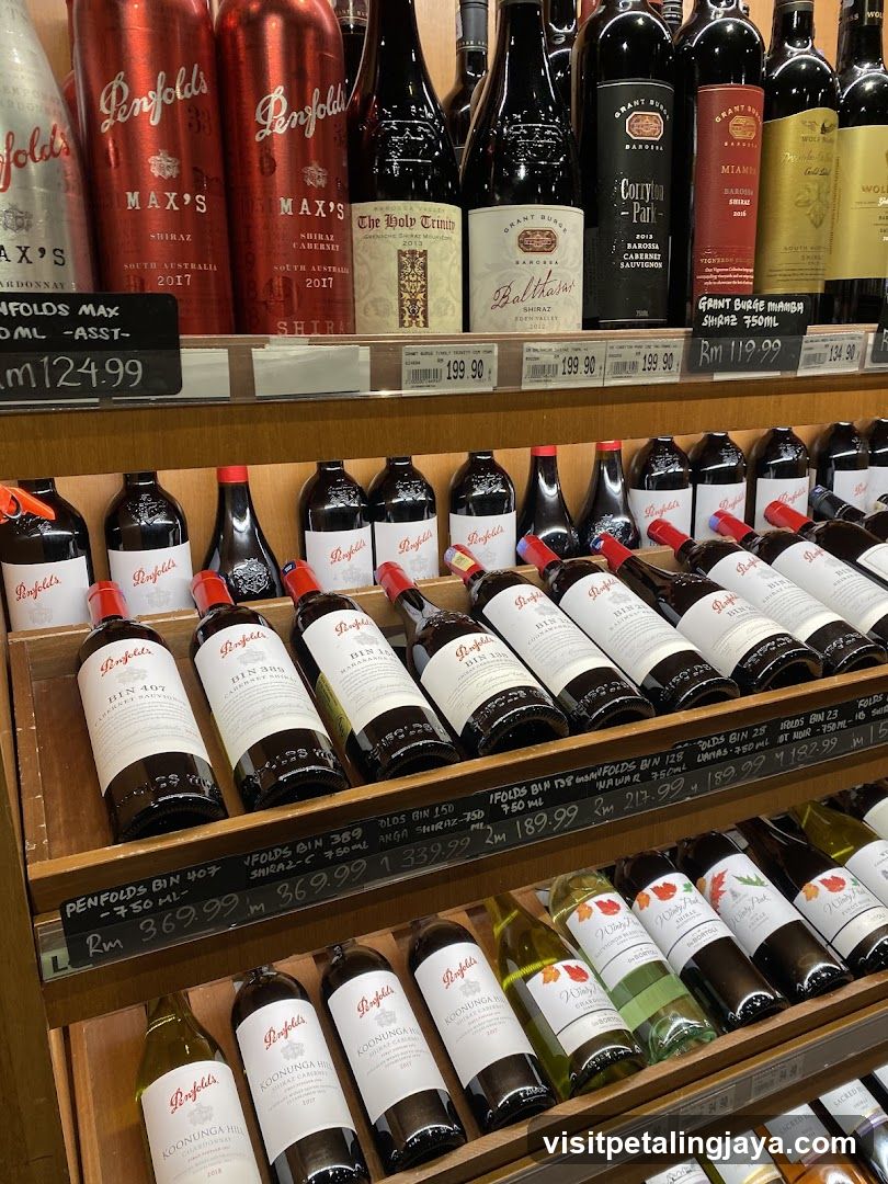 Wine bottles on display