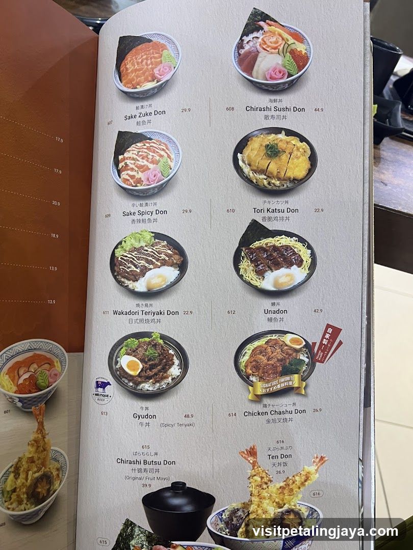Japanese Donburi Menu