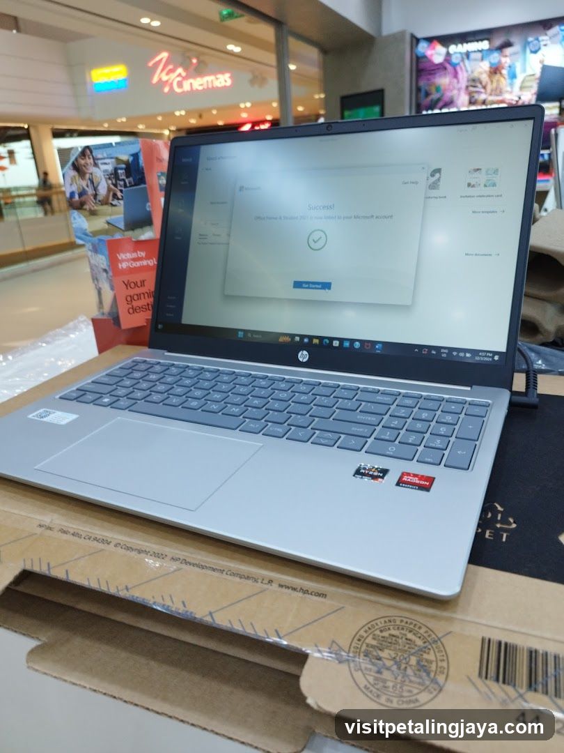 Laptop with Microsoft Office Success Message