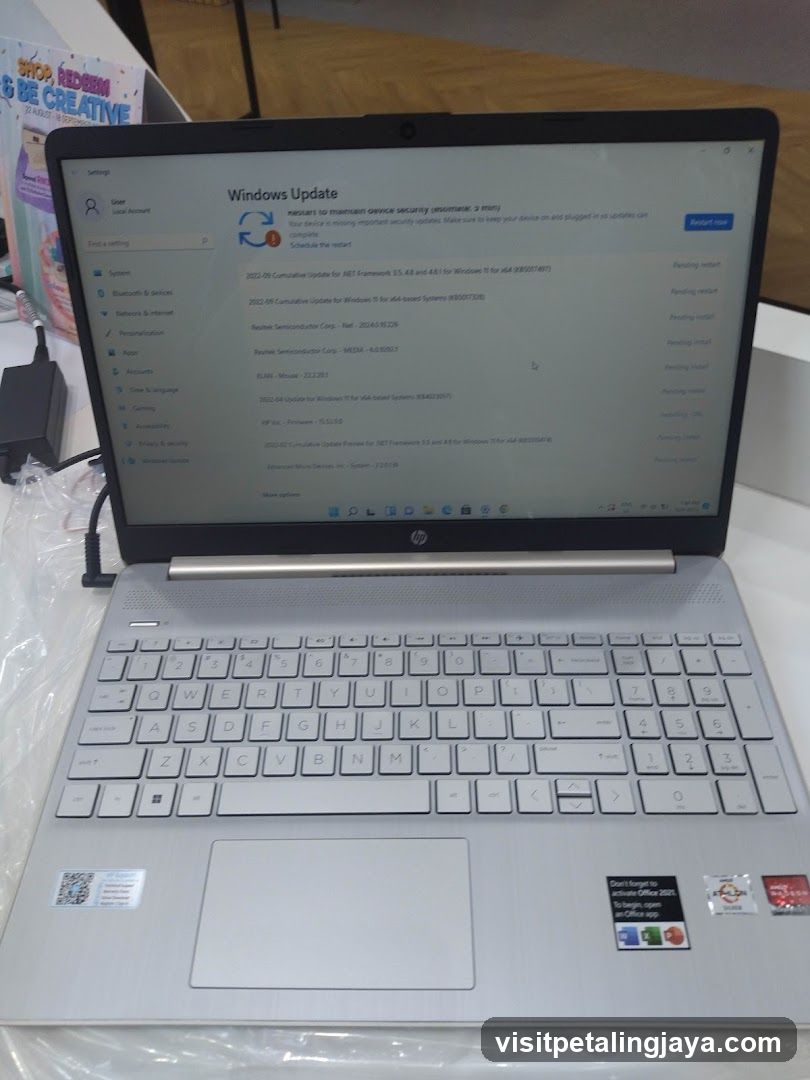 Laptop with Windows Update Screen